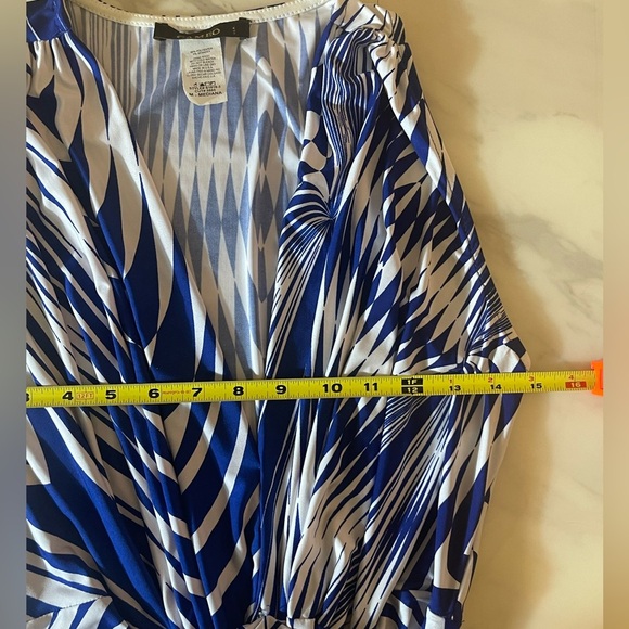 Cameo USA Blue White Geometric Print Maxi Dress Knot Front Size M - Picture 7 of 7